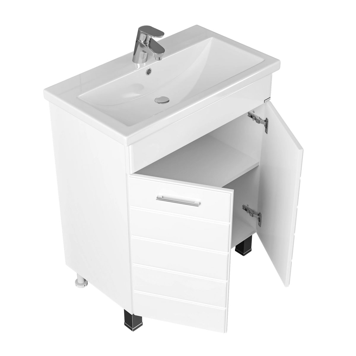 Тумба под раковину Санта Омега 70 напольная, с дверцами, цвет белый - фото 1