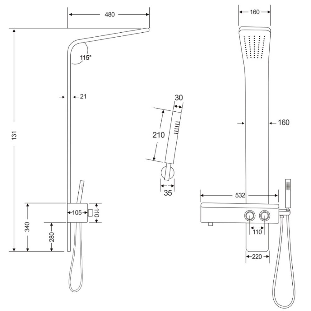 Душевая панель CeruttiSPA Barbaria B CT9657, цвет черный