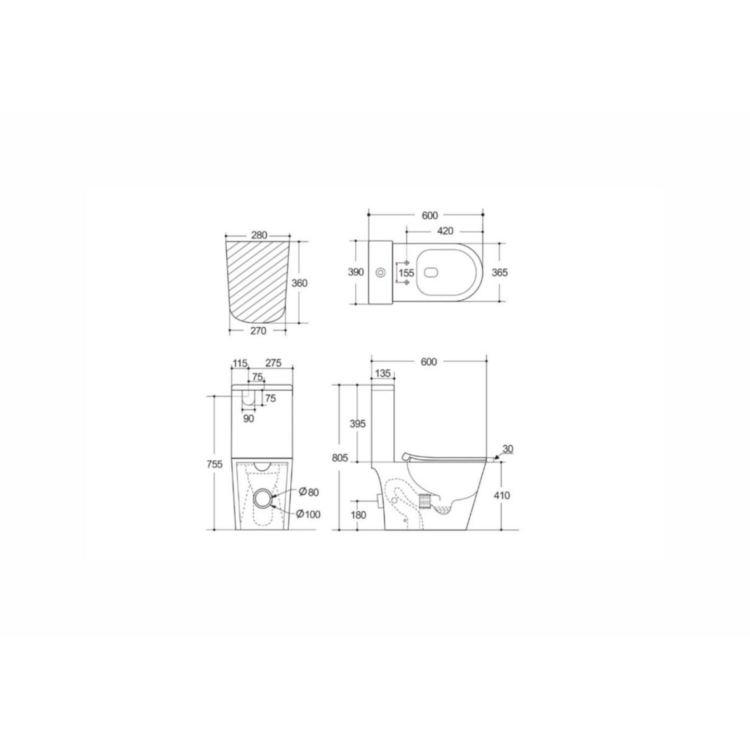 Унитаз-компакт Акватек Либерти AQ2999T-00 напольный, безободковый, смыв Торнадо, с сиденьем микролифт, цвет белый - фото 1