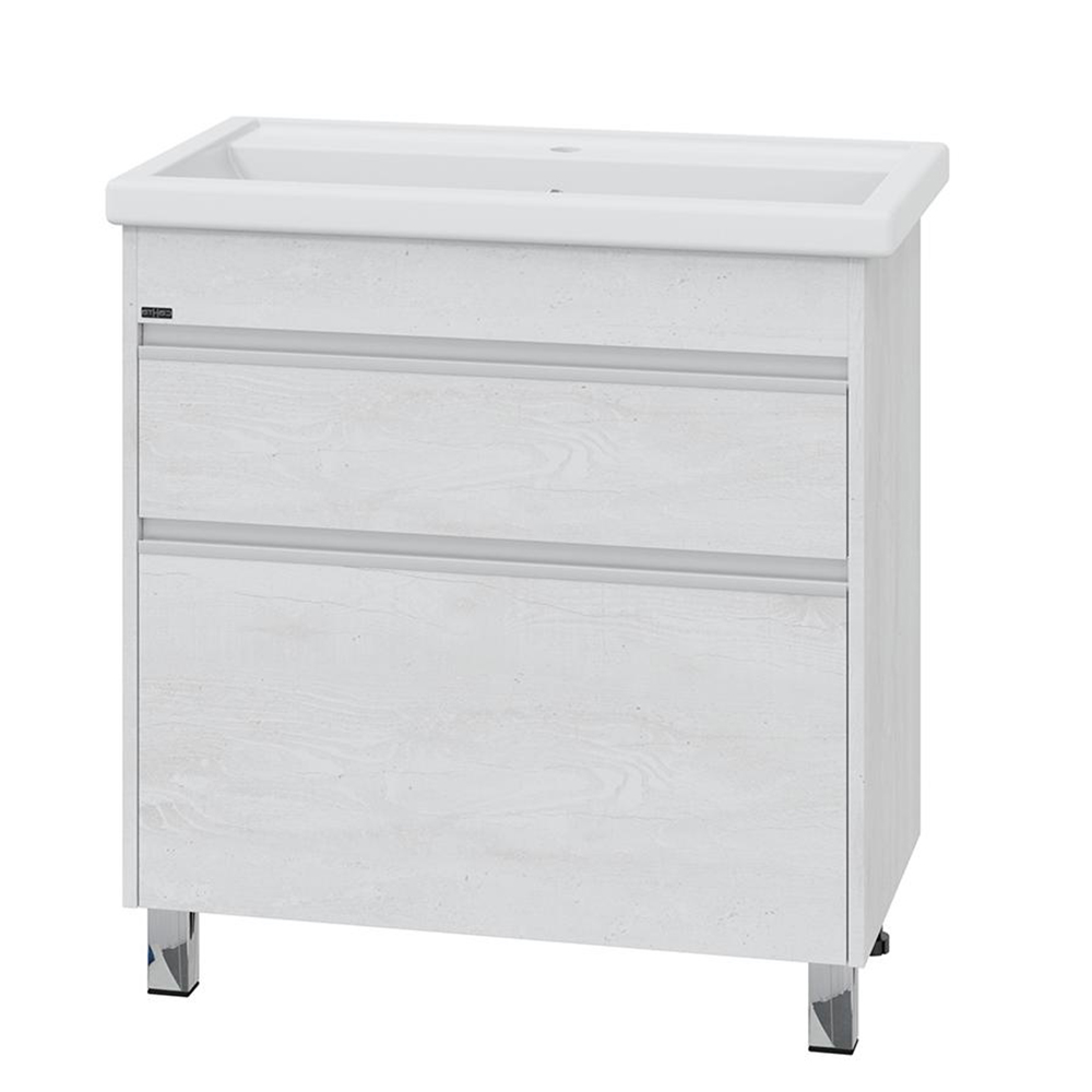 Тумба под раковину Санта Уран 80 напольная, цвет беленое дерево - фото 1