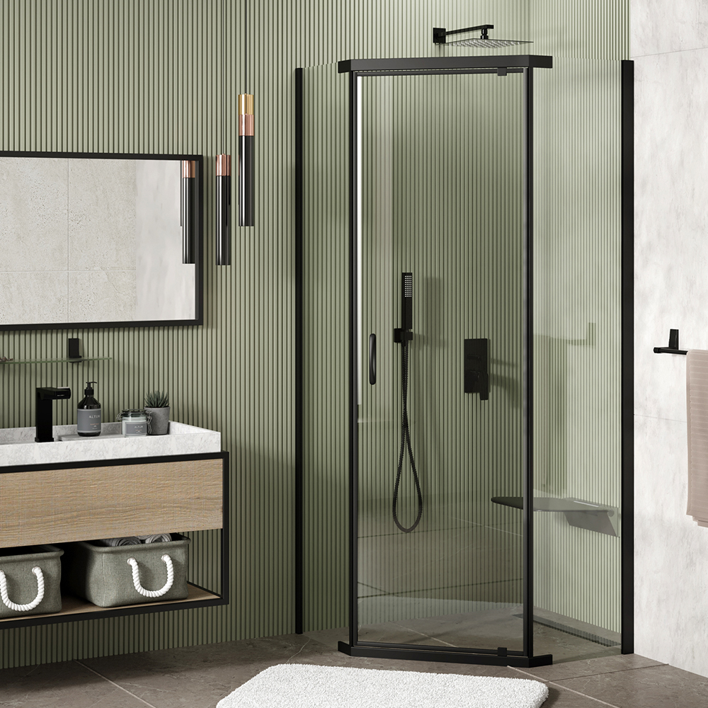 Душевой уголок WasserKRAFT Wiese WasserSchutz 84P11 90x90, стекло прозрачное, профиль черный