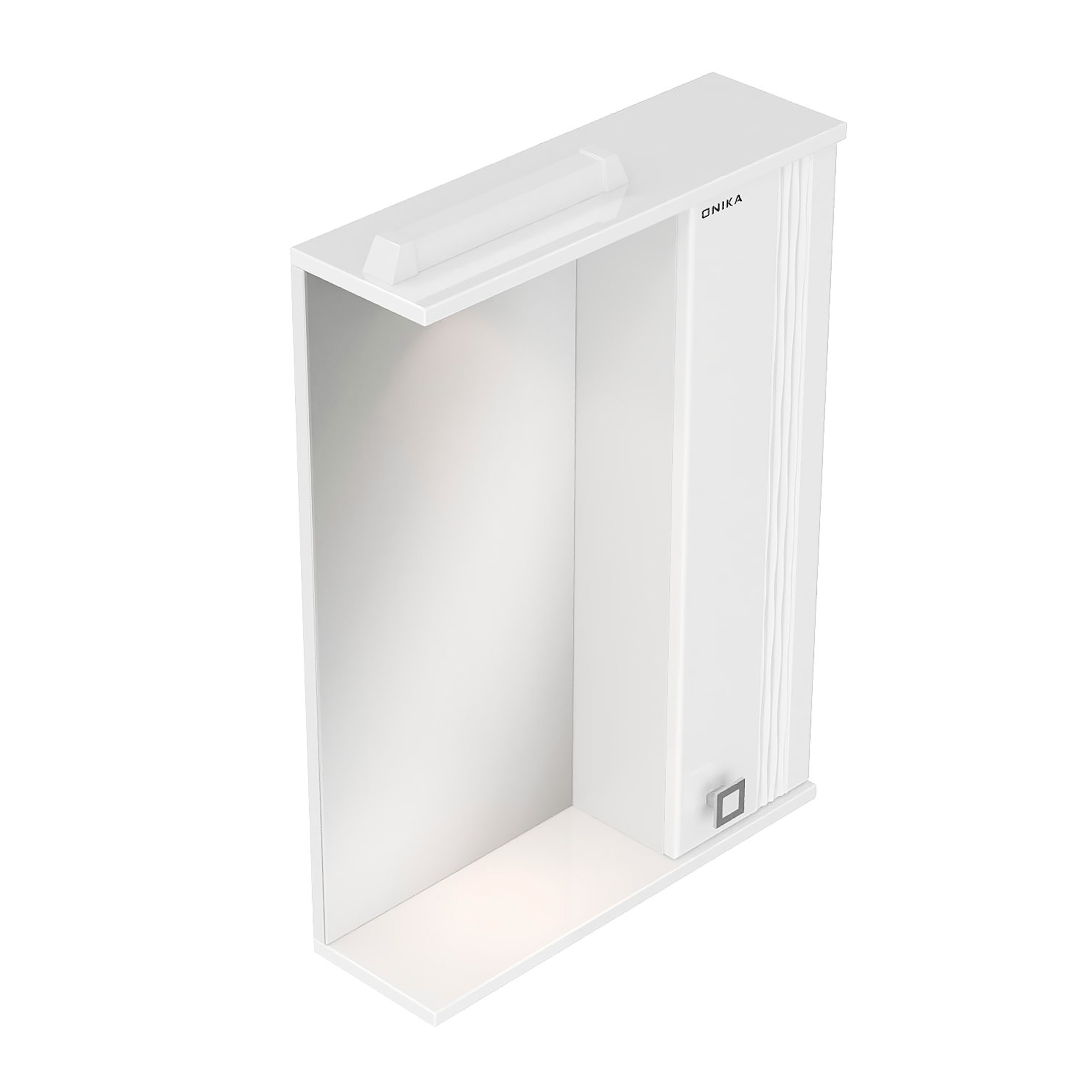 Шкаф-зеркало Оника Лига 52, правый, с подсветкой, цвет белый - фото 1