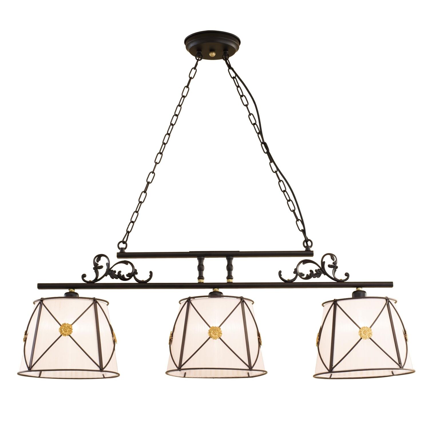 Подвесной светильник Citilux Дрезден CL409234, арматура коричневая, плафоны текстиль белый