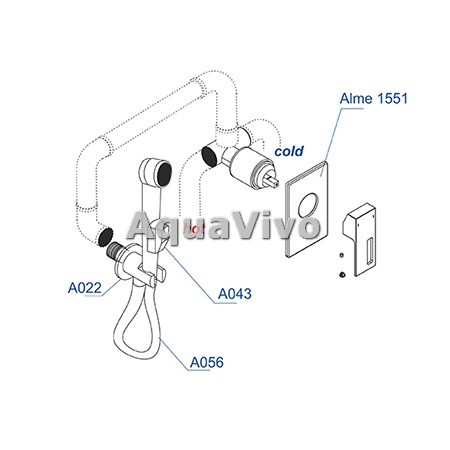 Гигиенический душ WasserKRAFT Alme A01556 со встраиваемым смесителем - фото 1