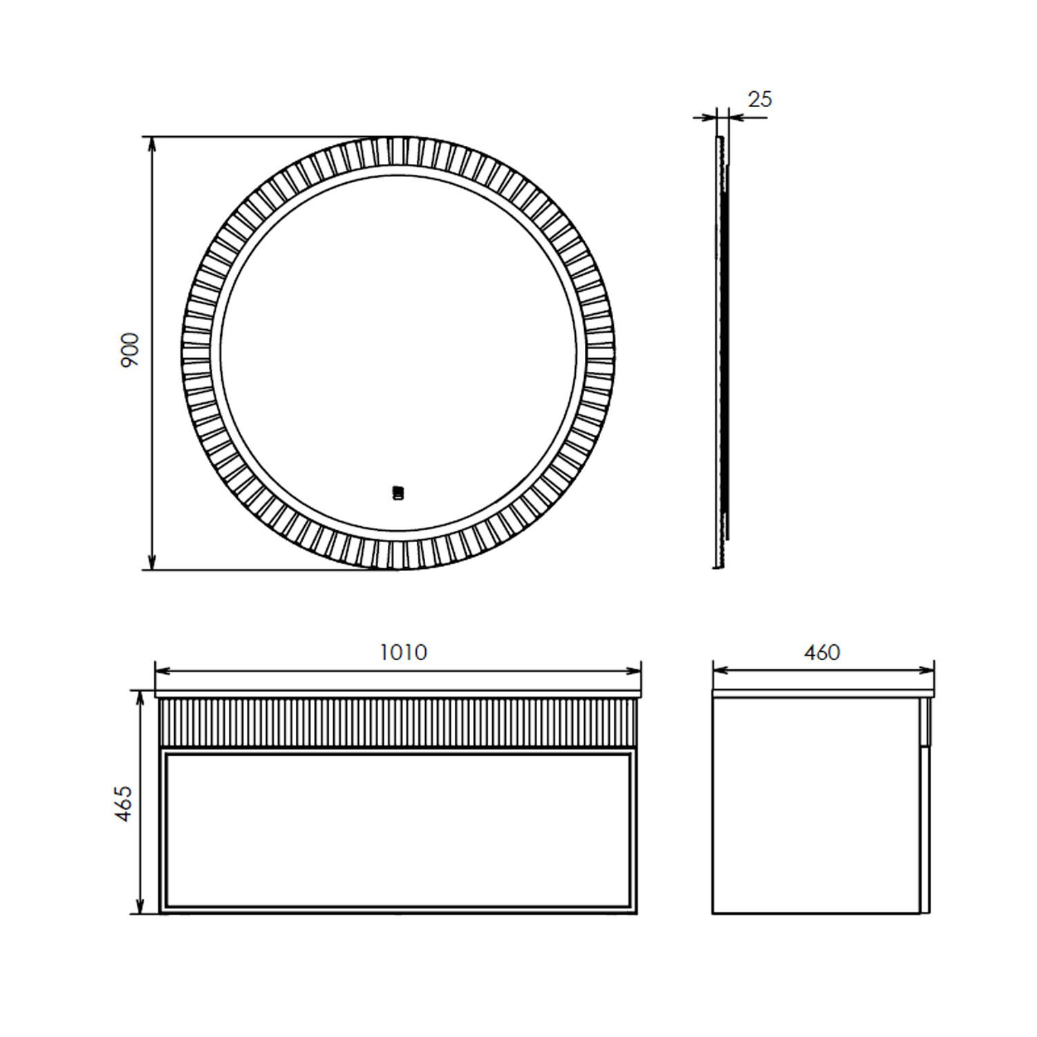 Зеркало Comforty Мадрид 90x90, с подсветкой, функцией антизапотевания, цвет белый глянец - фото 1
