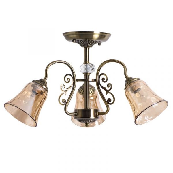 Потолочная люстра Arte Lamp Nicole A2702PL-3AB, арматура бронза, плафоны стекло бежевое, 59х59 см