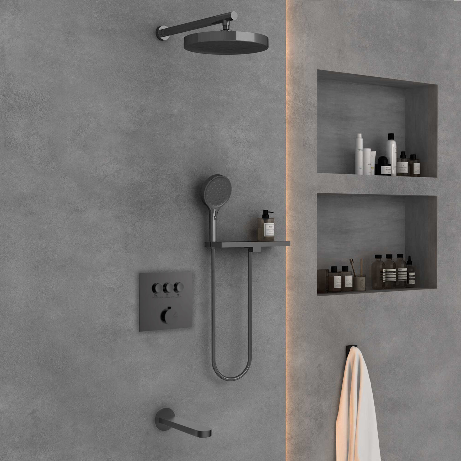 Душевой комплект Vincea Inspire VSFW-431I2RGM, встраиваемый, цвет вороненая сталь - фото 1