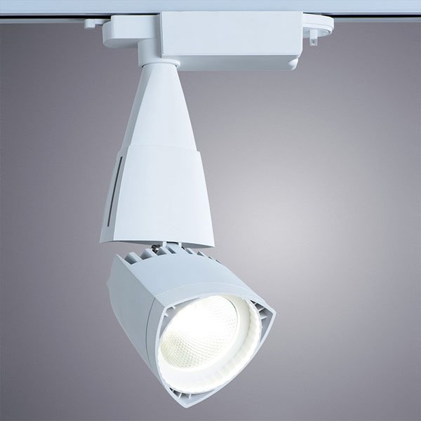 Трековый светильник Arte Lamp Lynx A3830PL-1WH, арматура белая, плафон металл белый, 10х13 см