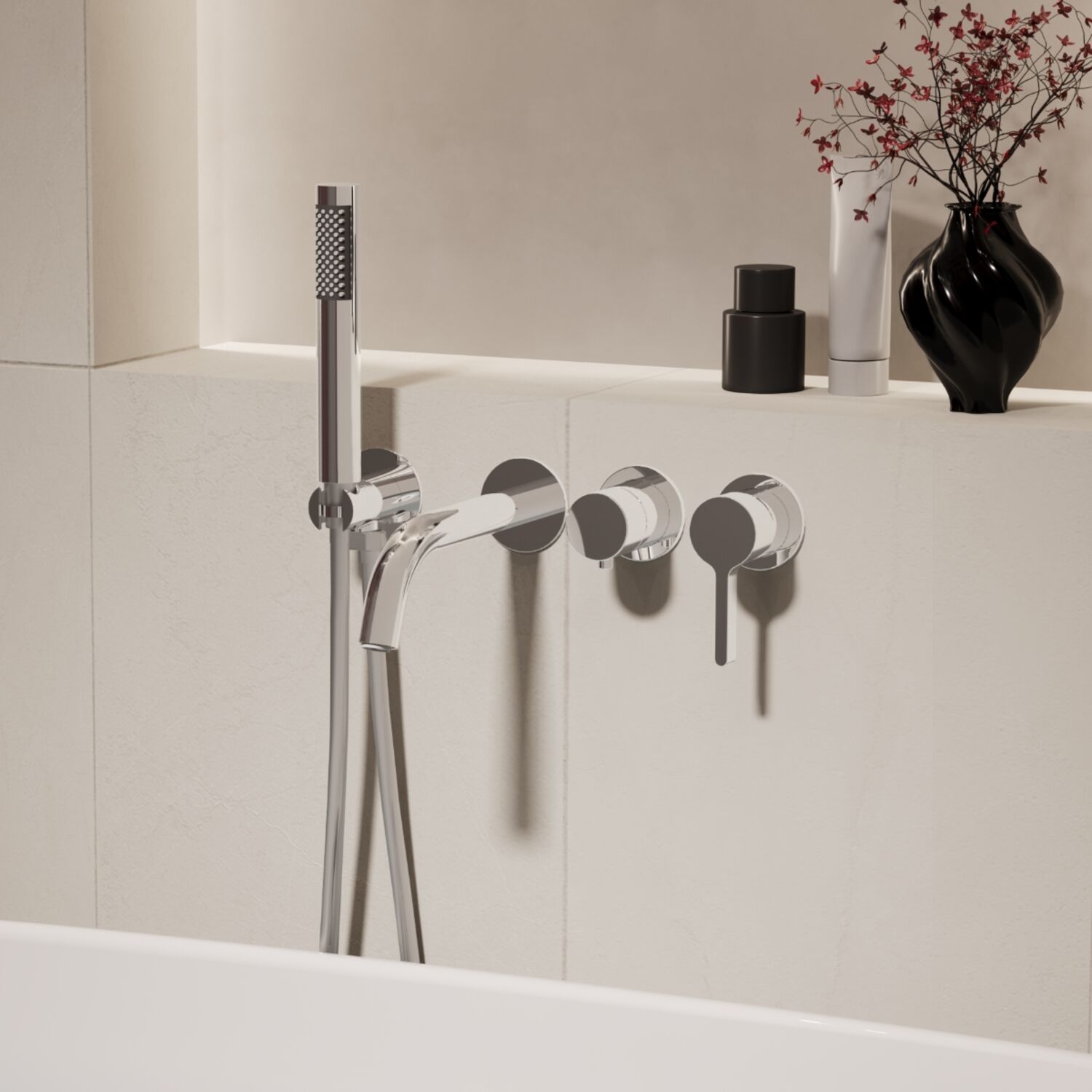 Смеситель Vincea Villa VTFW-1VL1CH для ванны с душем, встраиваемый, цвет хром - фото 1