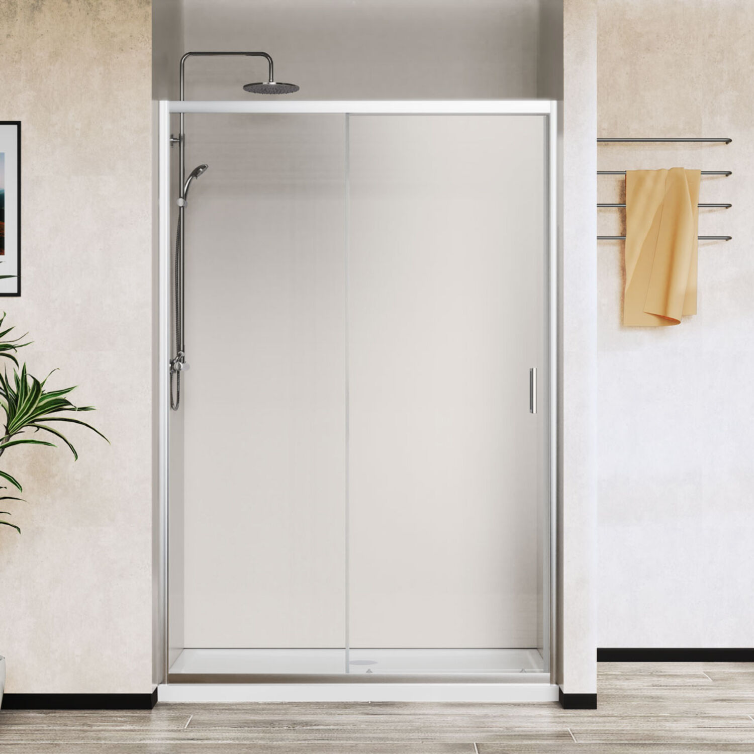 Душевая дверь Vincea City VDS-5CT 150x195, стекло прозрачное, профиль хром