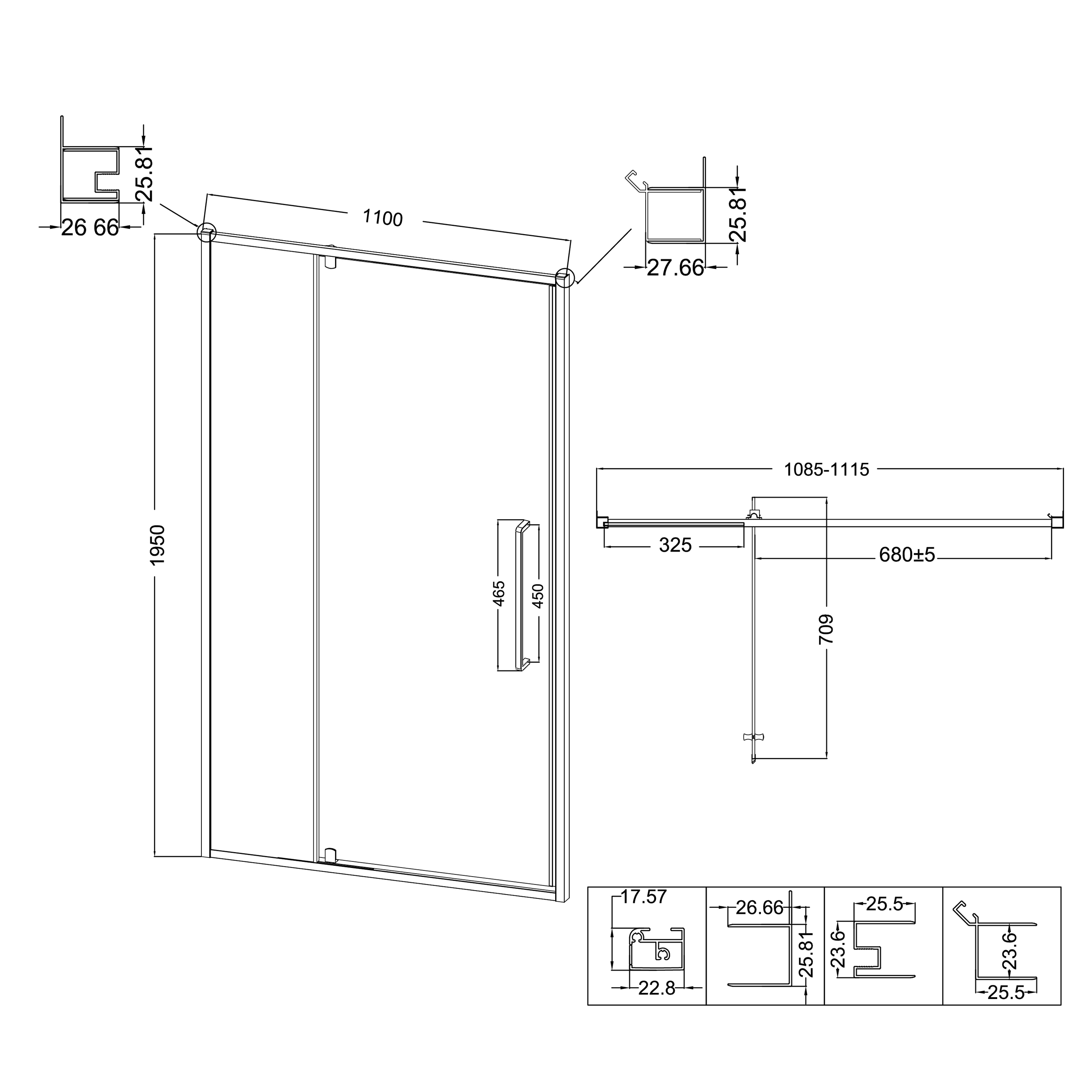 Душевой уголок Niagara Nova NG-85-11AB-A100B-34 110x100, стекло прозрачное, профиль черный матовый