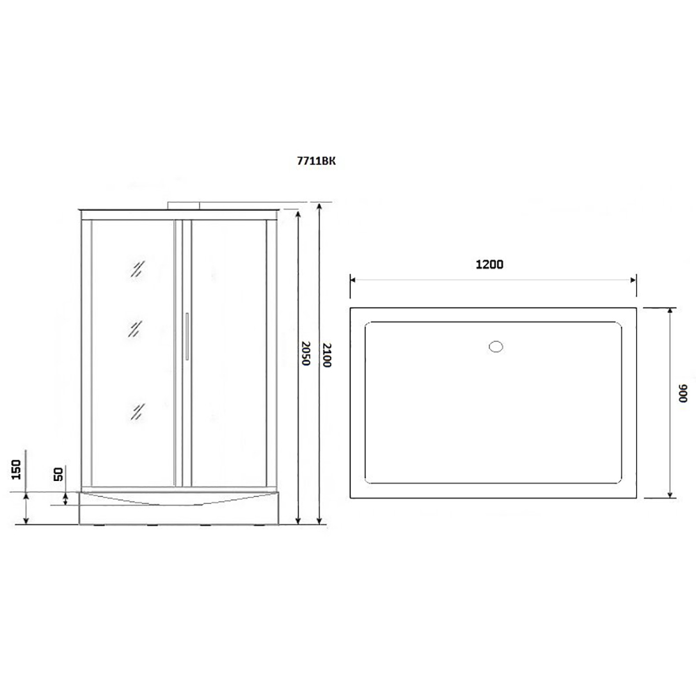 Душевая кабина Niagara Luxe NG-7711GBK 120x90, стекло прозрачное, профиль золото, без крыши - фото 1