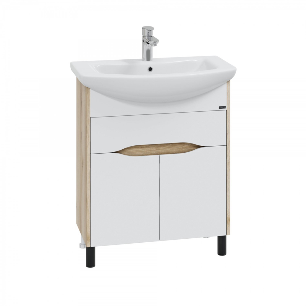 Тумба под раковину Санта Сатурн 70, напольная, с ящиком, цвет белый / дуб австрийский - фото 1