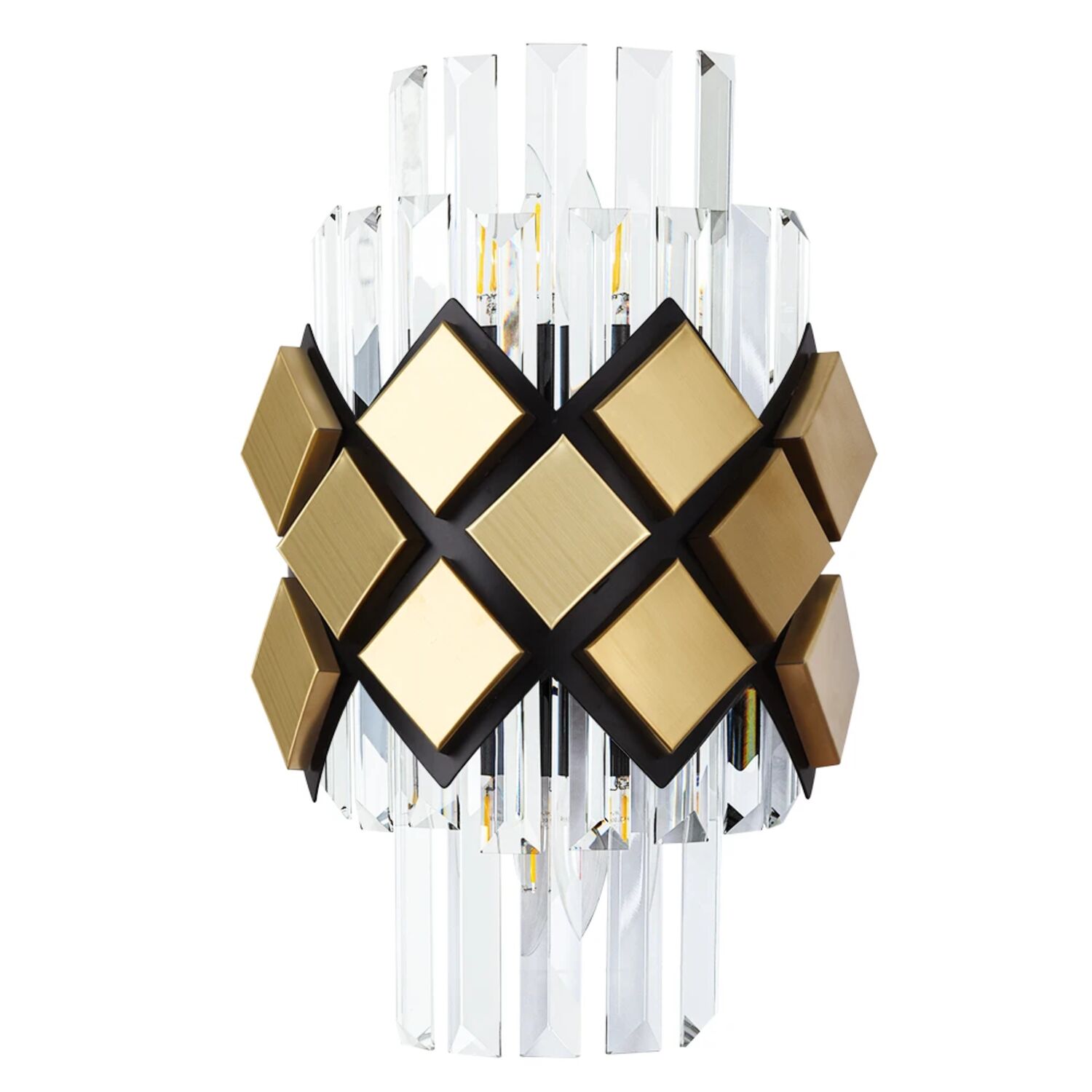 Настенный светильник Arte Lamp Amelia A1039AP-2BK, арматура черная, плафон хрусталь прозрачный