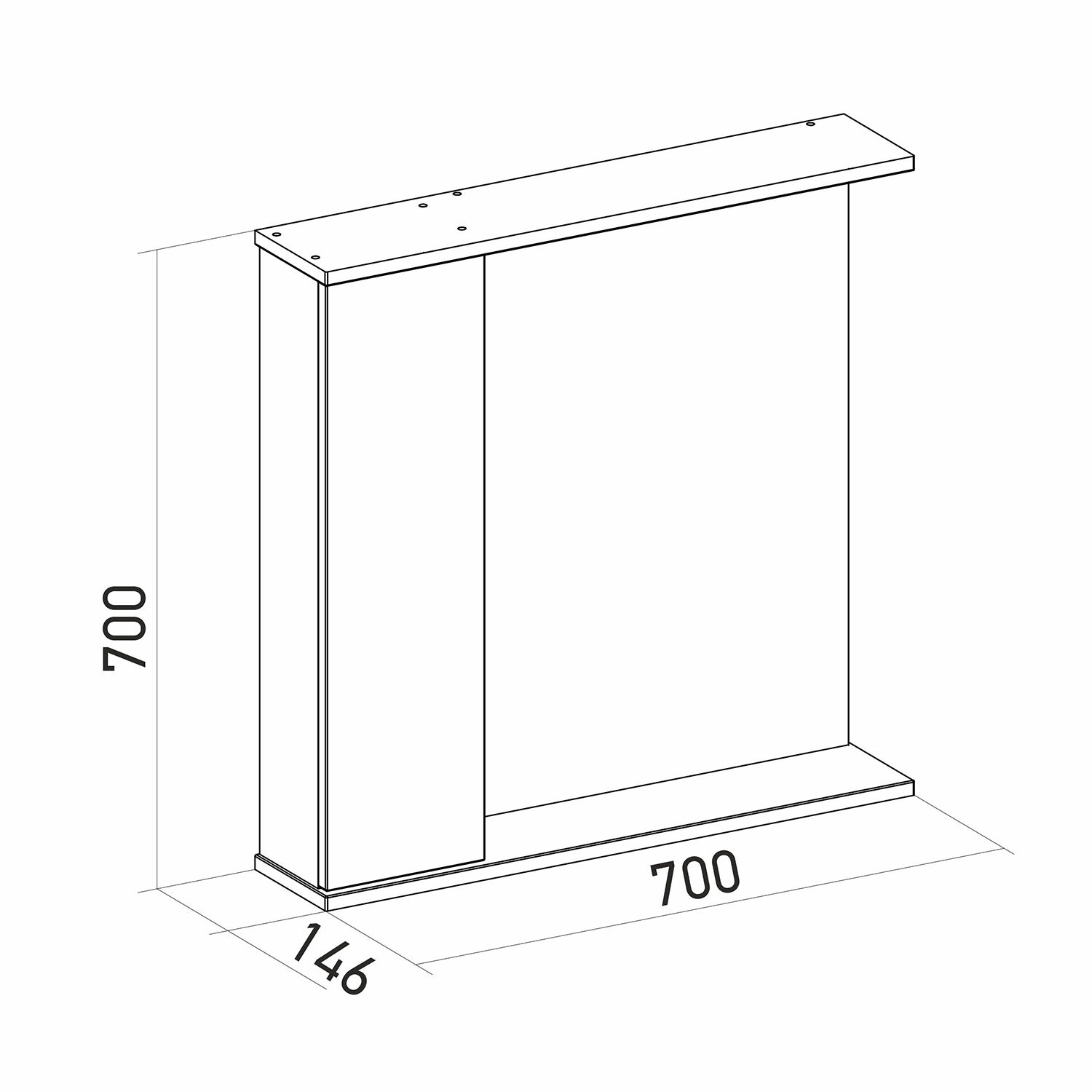Шкаф-зеркало Mixline Лайн 70, левый, с подсветкой, цвет белый - фото 1