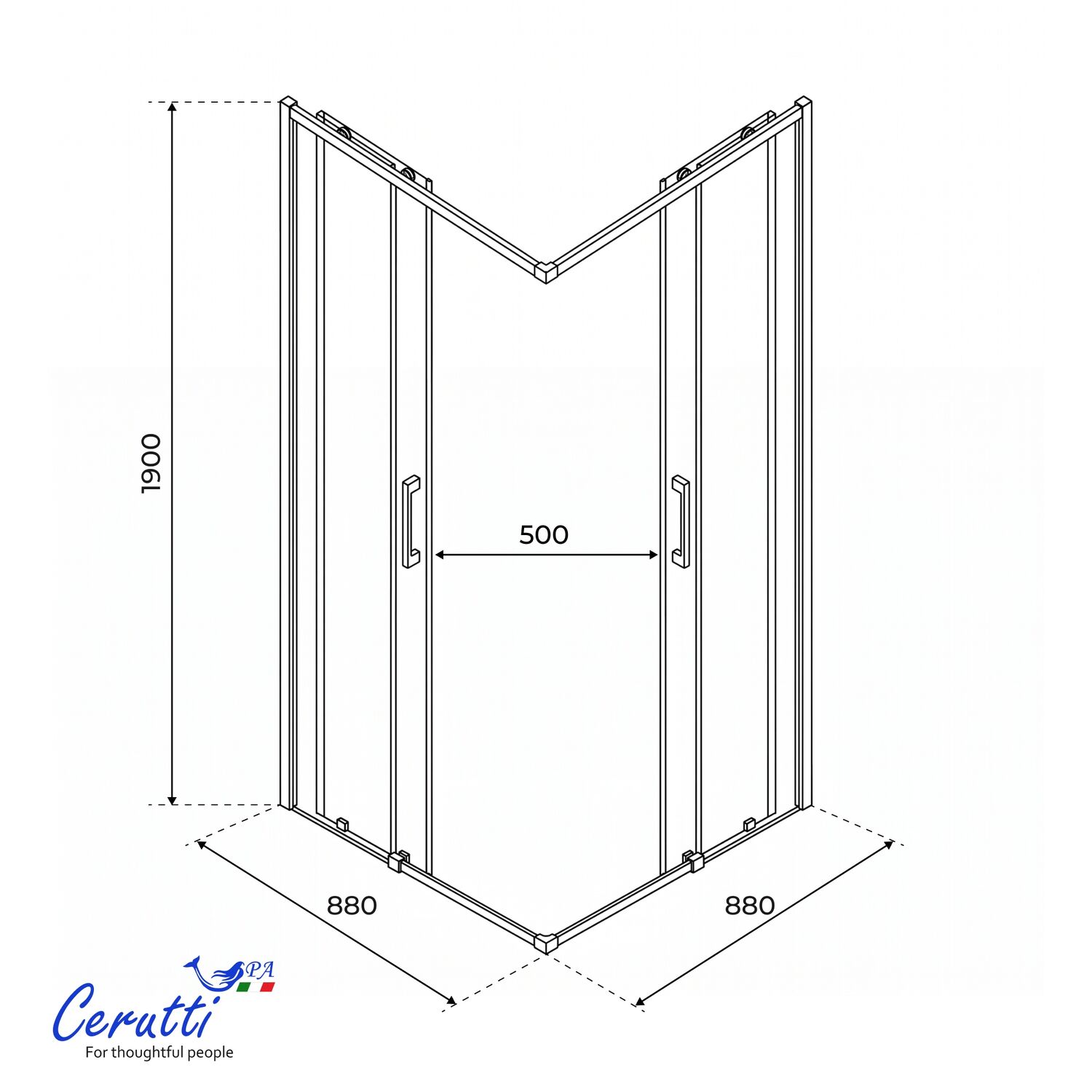Душевой уголок CeruttiSPA Santa 90B 90x90, стекло прозрачное, профиль черный матовый - фото 1