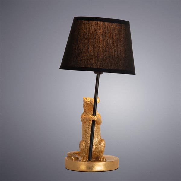 Настольная лампа Arte Lamp Gustav A4420LT-1GO, арматура золото / черная, плафон ткань черная, 17х17 см - фото 1
