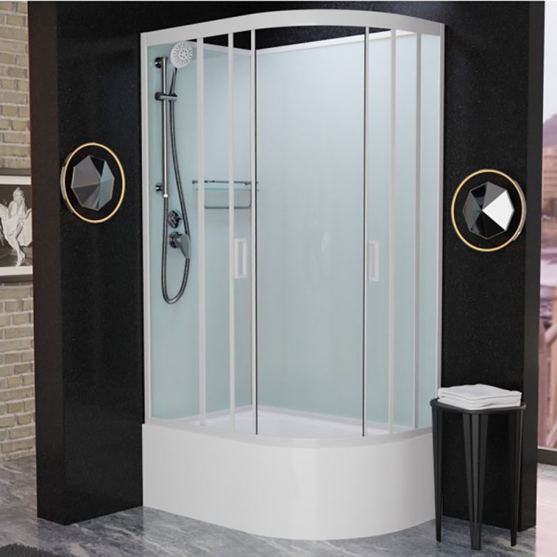 Душевая кабина Frank F412/2 L М White 120x80, левая, с полотенцедержателем, стекло матовое, профиль белый, без крыши