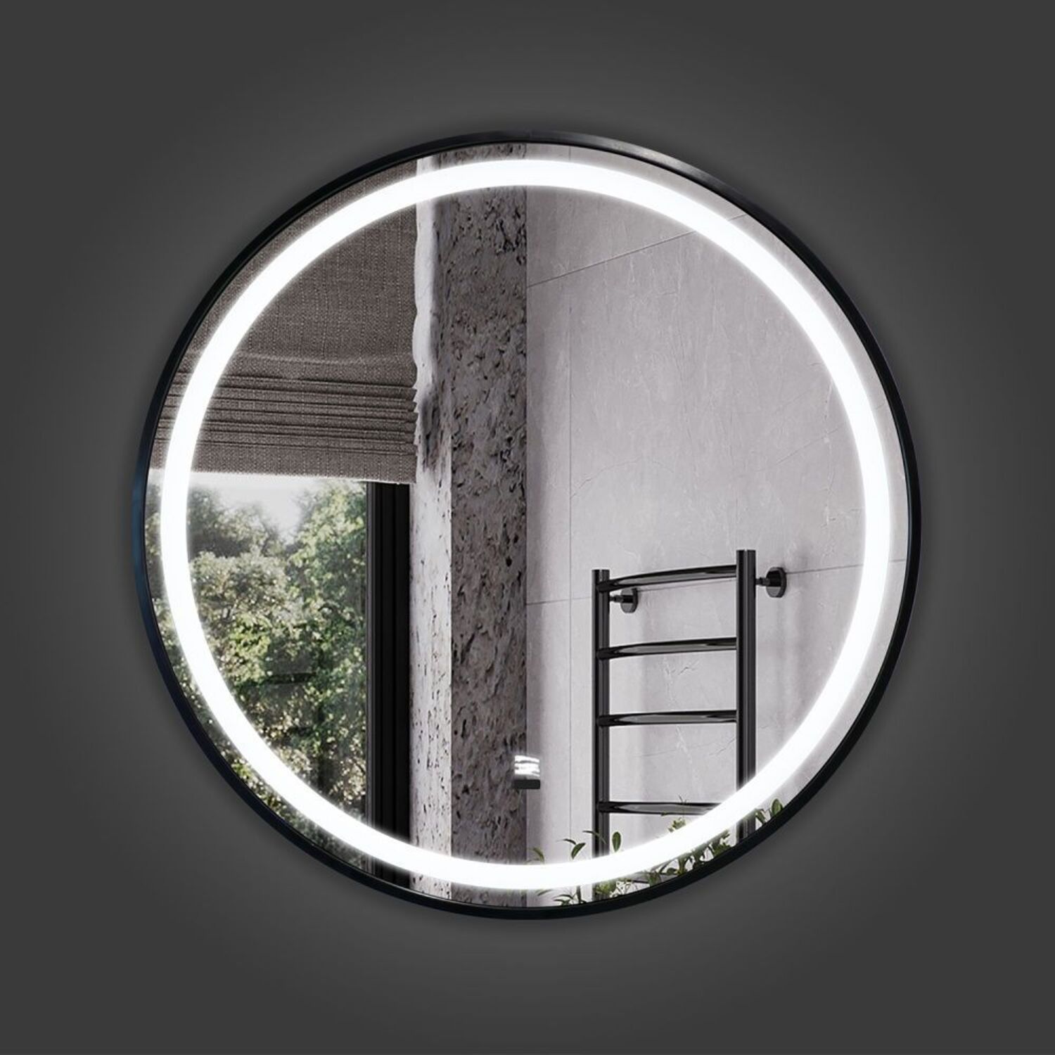 Зеркало Comforty Лея 60, с подсветкой, функцией антизапотевания, цвет черный