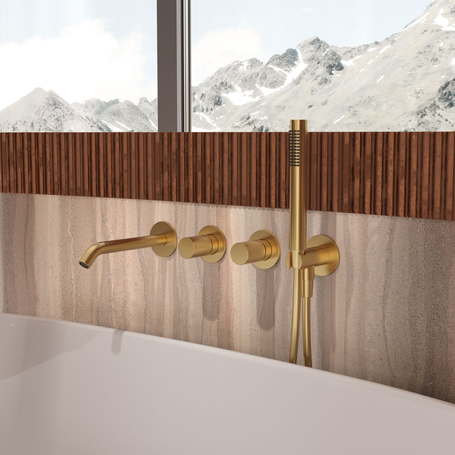 Смеситель Vincea Aura VBTW-6AU1BG для ванны с душем, встраиваемый, цвет брашированное золото - фото 1