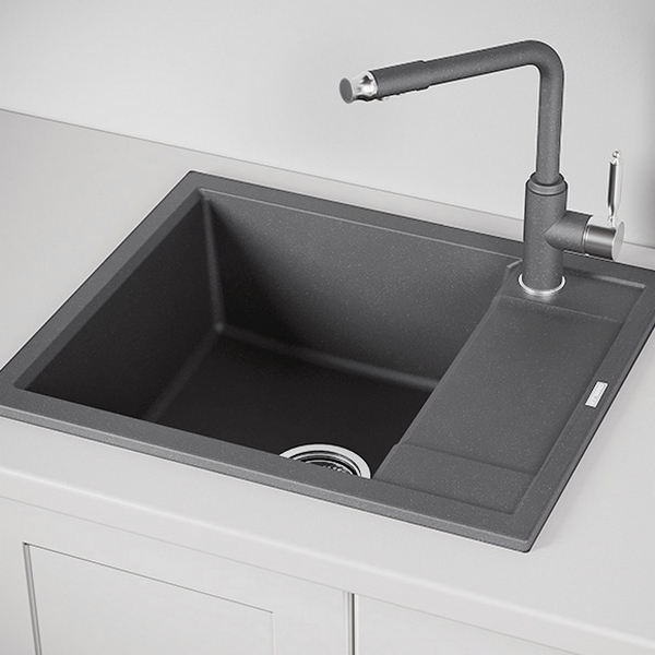 Кухонная мойка Granula GR-6002 BG 60x50, с крылом, цвет графит - фото 1