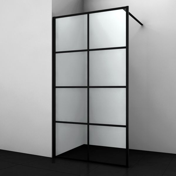 Душевая перегородка WasserKRAFT GlanWasserSchutz 66W40 120x200, стекло прозрачное с принтом, профиль черный