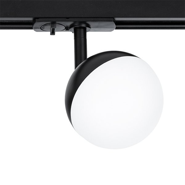 Трековый светильник Arte Lamp Virgo A4565PL-1BK, арматура черная, плафон пластик / металл белый / черный, 9х9 см
