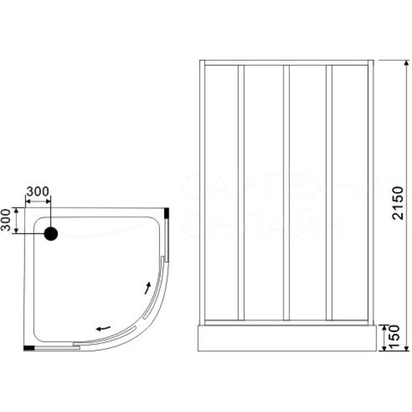 Душевая кабина CeruttiSPA Viva 101B 100x100, стекло прозрачное, профиль черный