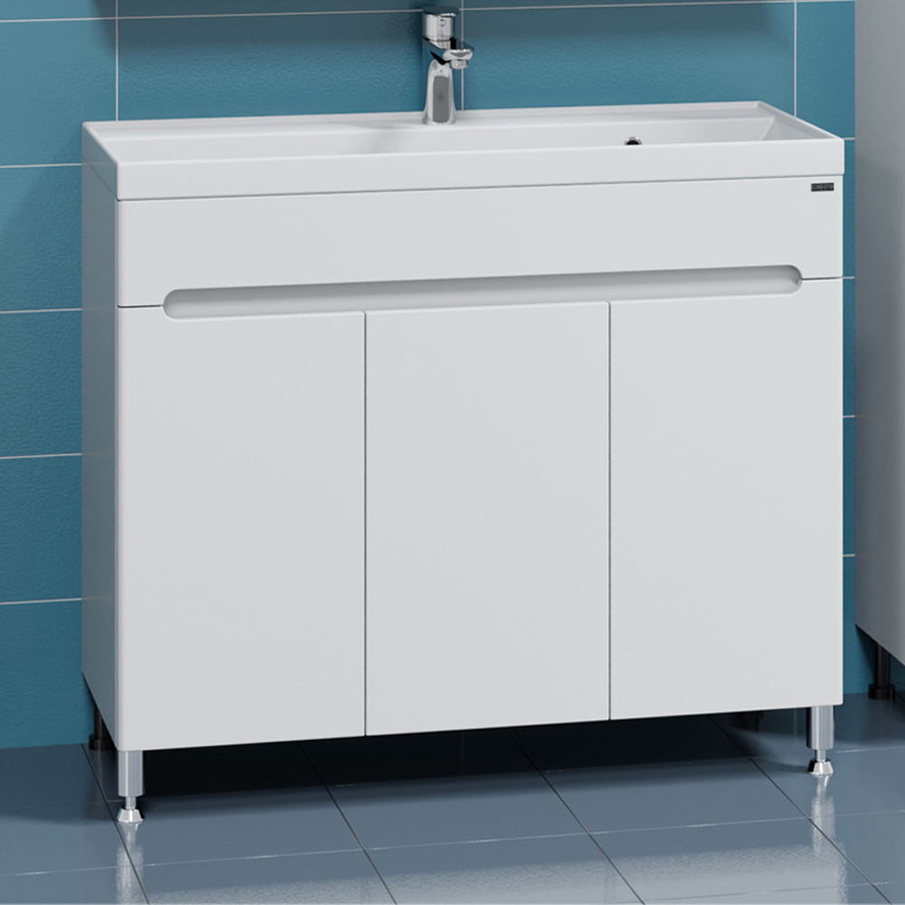 Тумба под раковину Санта Лондон 100 напольная, с дверцами, цвет белый - фото 1
