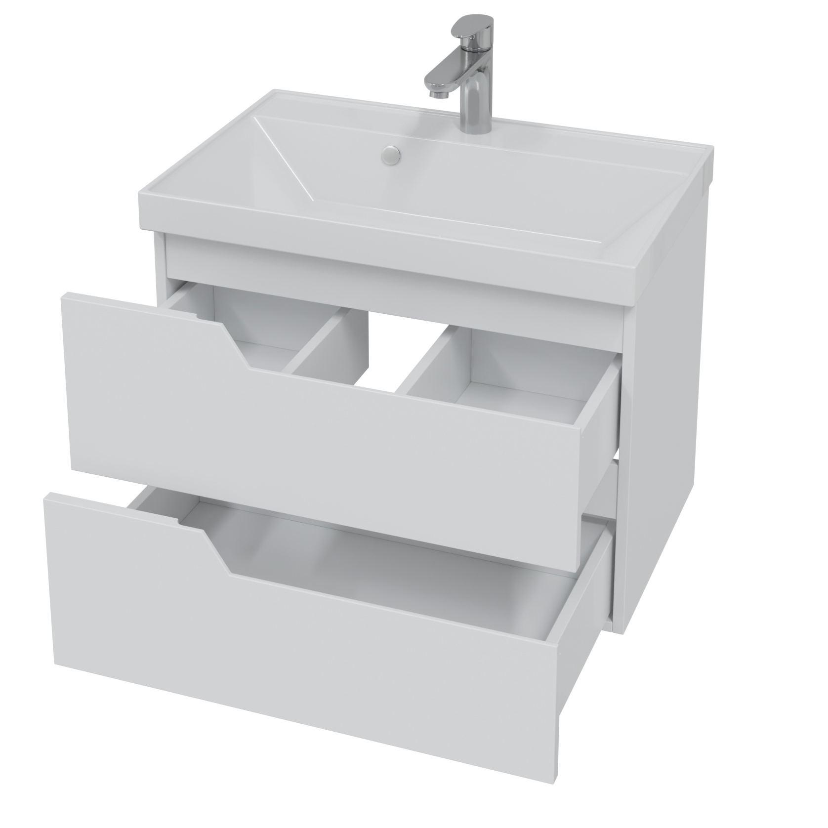 Тумба под раковину Санта Антарес 70, подвесная, 2 ящика, цвет белый глянец - фото 1