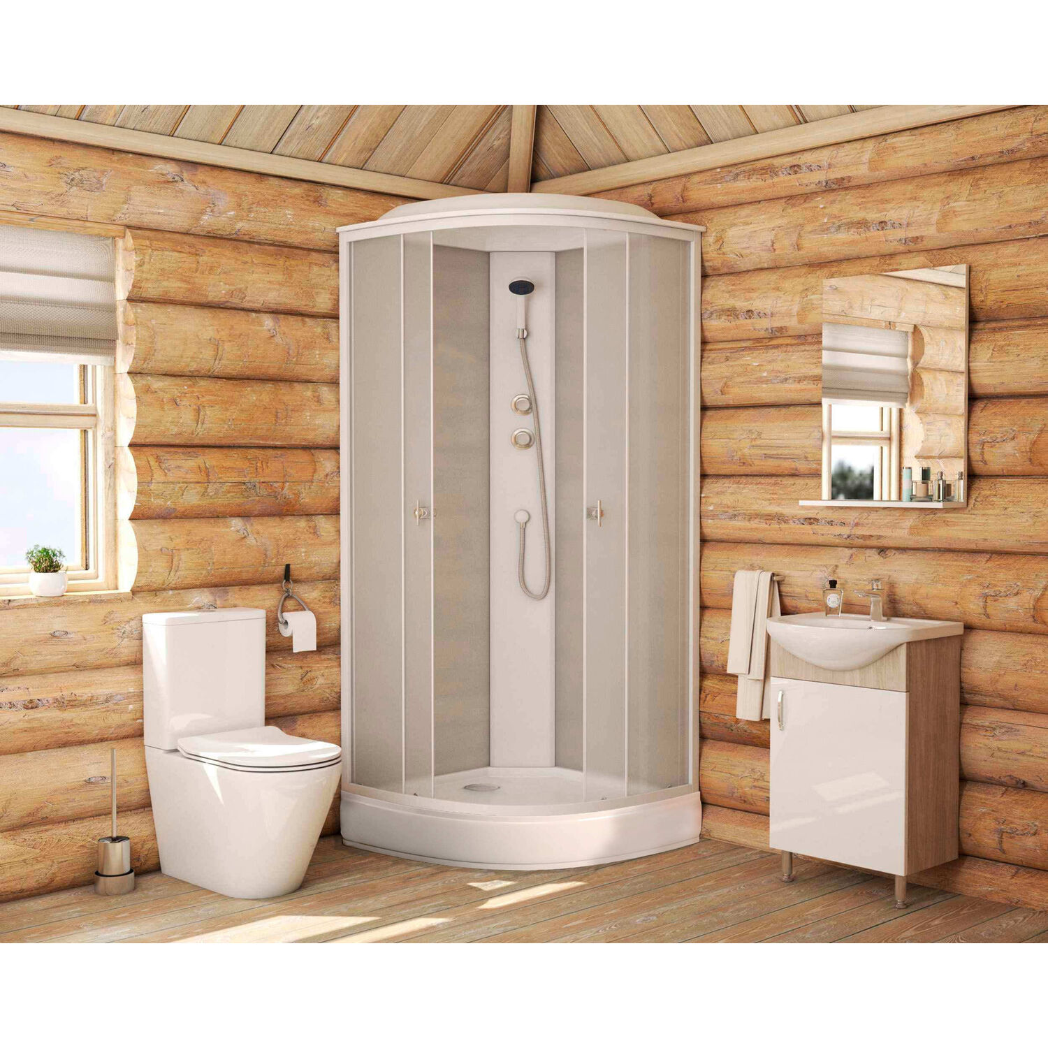 Душевая кабина Niagara Promo P90/13/MT 90х90, стекло матовое, профиль белый, с крышей