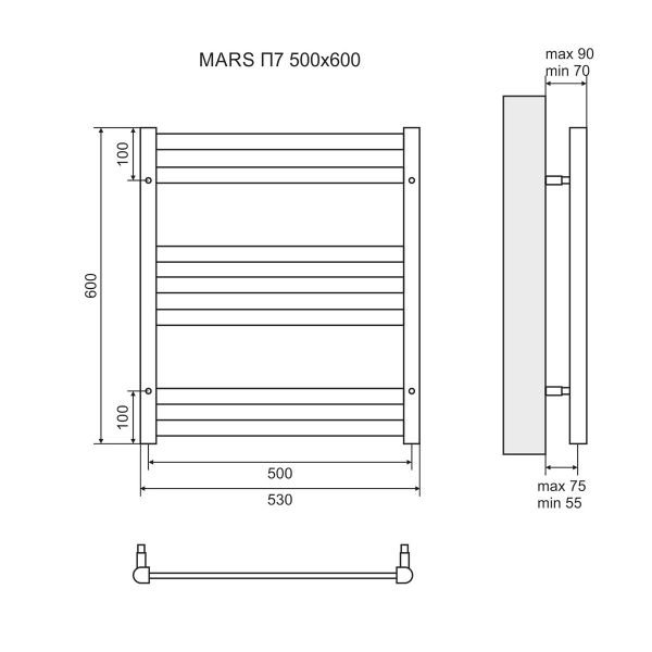 Полотенцесушитель Lemark Mars П7 50x60 электрический - фото 1