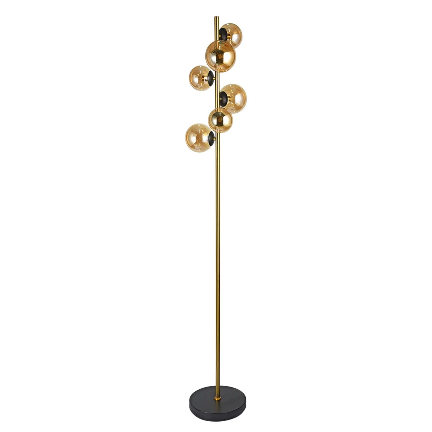 Торшер Arte Lamp Gemini A2243PN-6PB, арматура полированная медь, плафон стекло янтарное