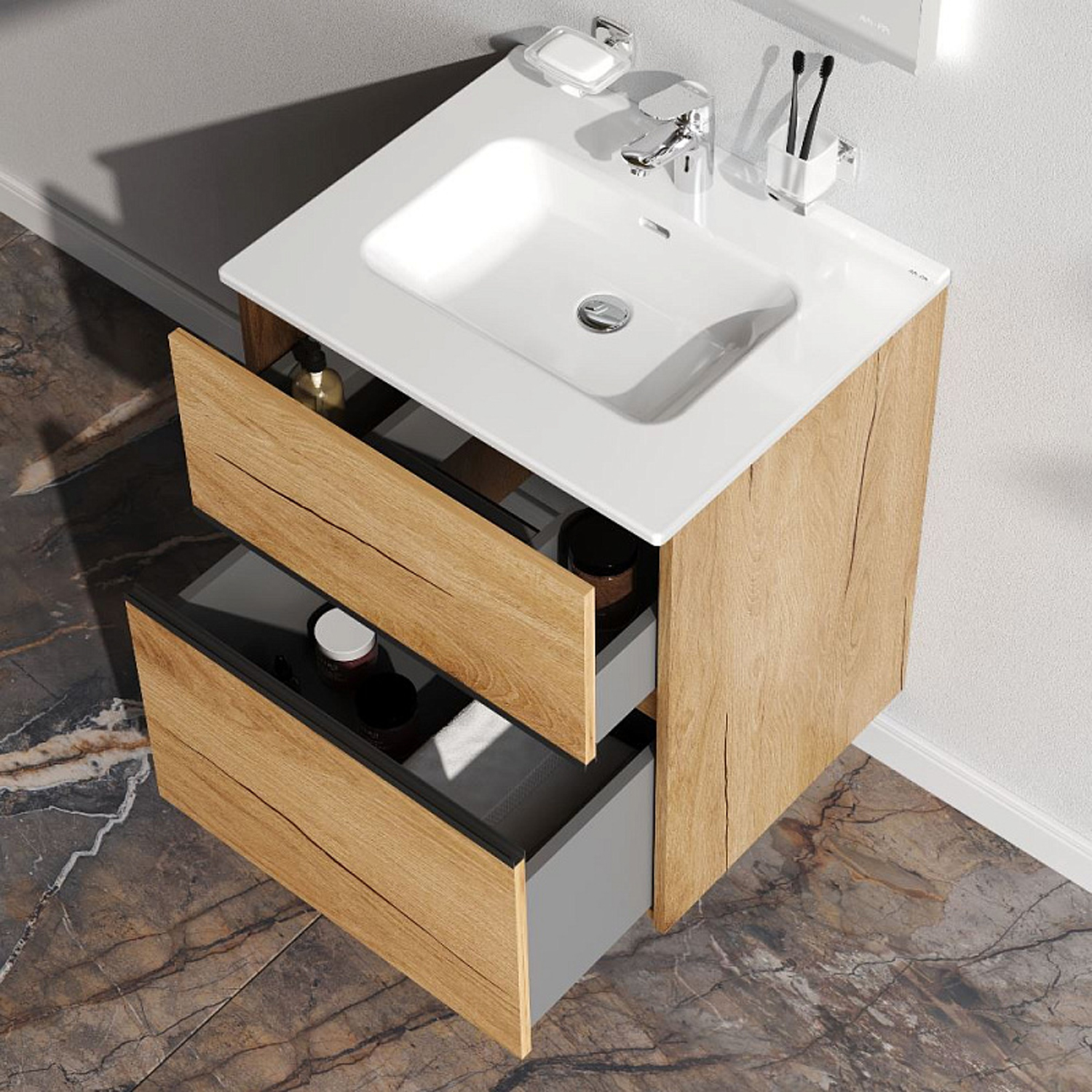 Тумба под раковину AM.PM Sense 60 подвесная/напольная, цвет светлое дерево - фото 1