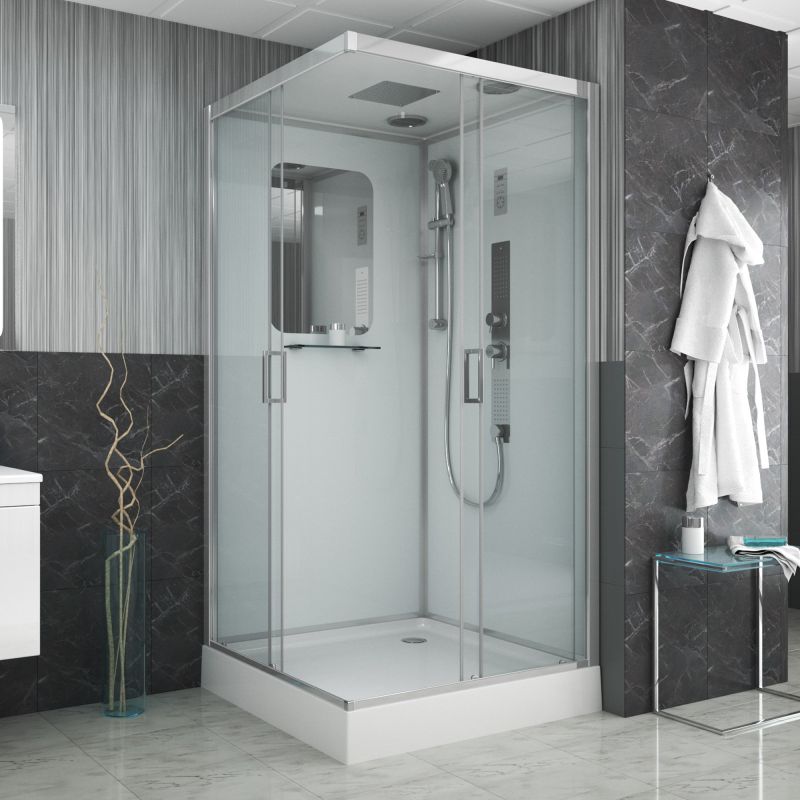 Душевая кабина Niagara Premium NG-6002-01GQ 100х100, стекло прозрачное, профиль хром, с крышей, с гидромассажем, с пультом управления