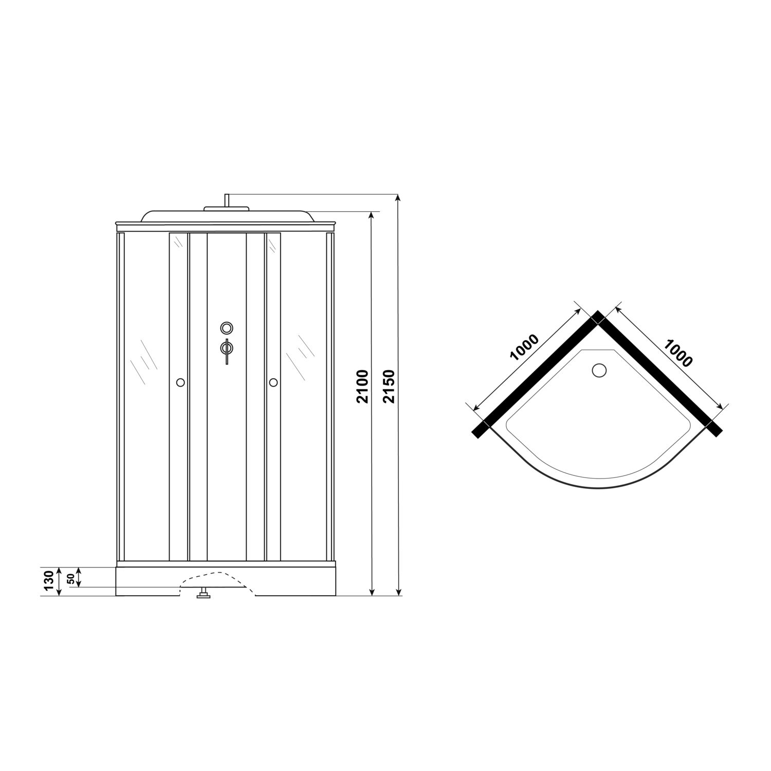 Душевая кабина Niagara Promo P100/13/MT 100х100, стекло матовое, профиль белый, с крышей                              - фото 1