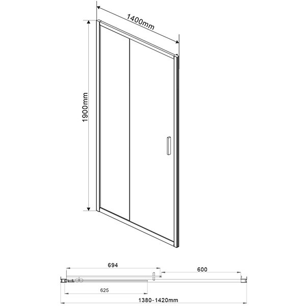 Душевая дверь Vincea Garda VDS-1G 140x190, стекло прозрачное, профиль хром - фото 1