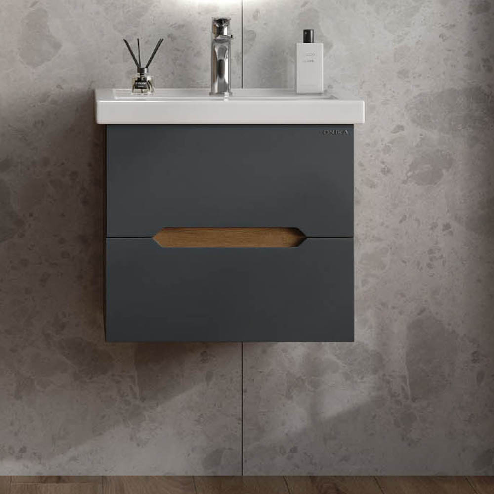 Мебель для ванной Оника Айленд 60, подвесная, цвет графит / дуб крафт золотой - фото 1