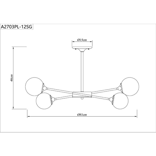 Подвесная люстра Arte Lamp Marco A2703PL-12SG, арматура золото, плафоны стекло белое, 81х81 см - фото 1