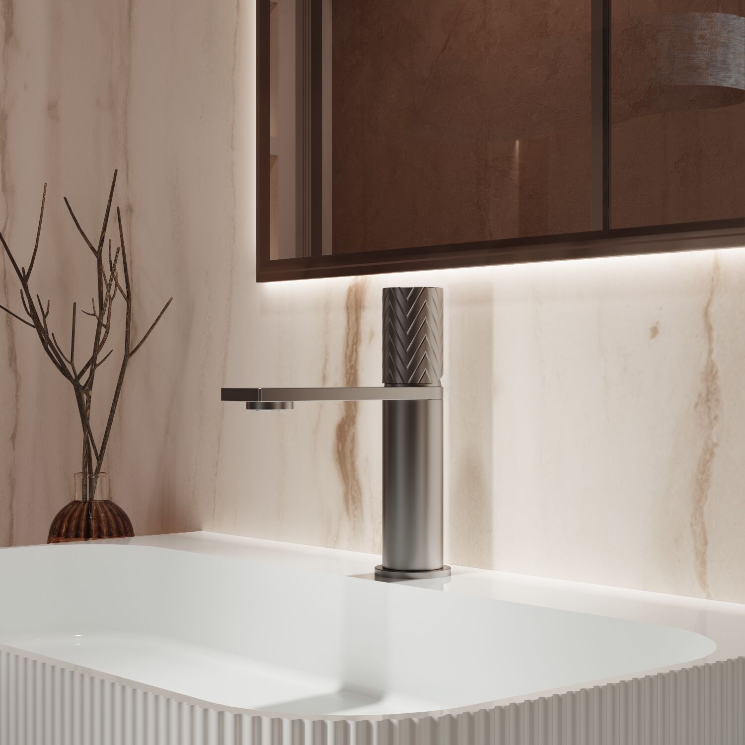 Смеситель Vincea Alto VBF-6AL1GM для раковины, цвет вороненая сталь - фото 1