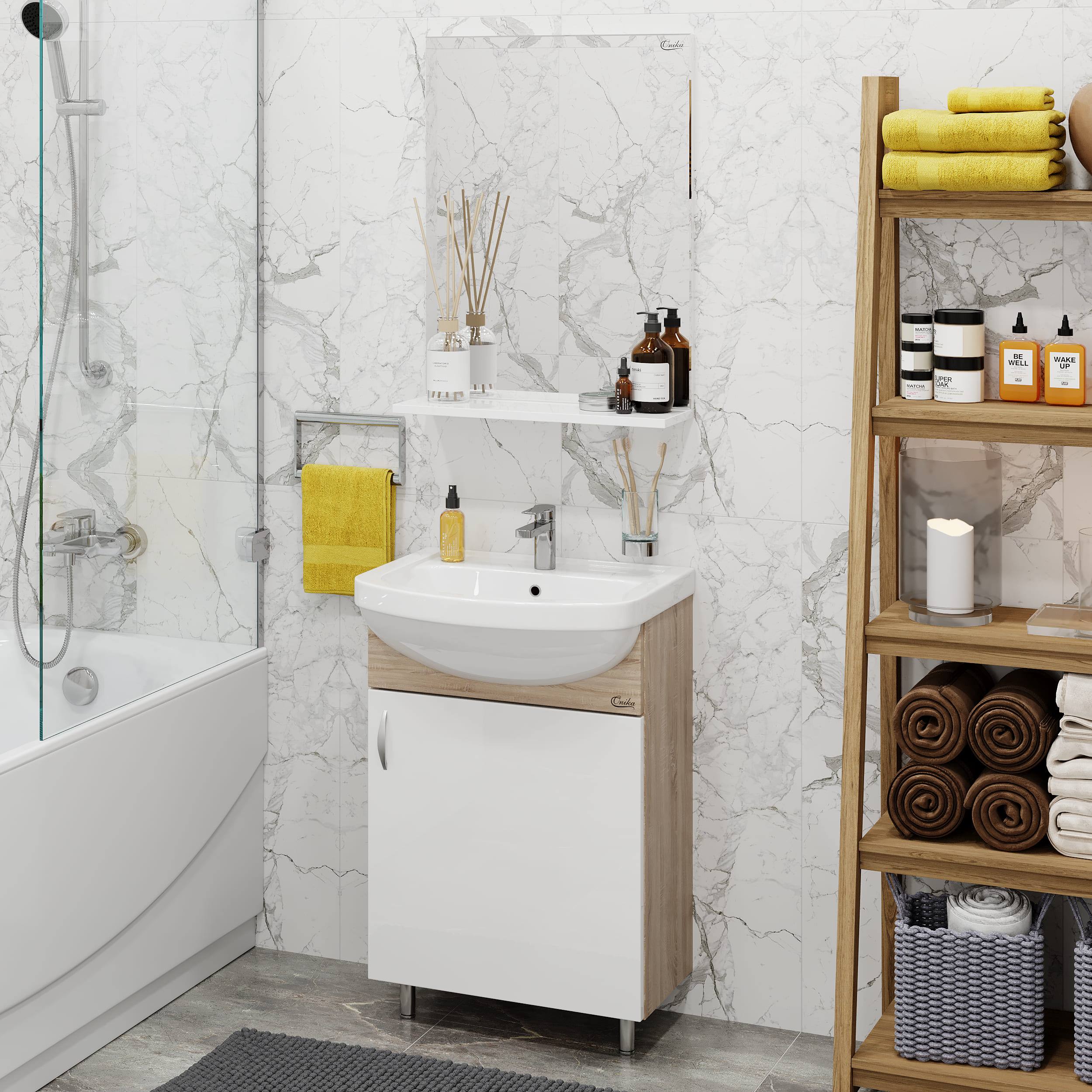 Мебель для ванной Оника Эко 52, напольная, цвет белый / дуб сонома - фото 1