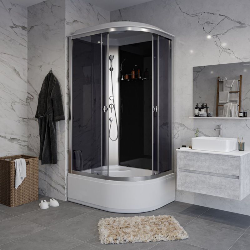Душевая кабина Niagara Eco E120/80/40L/TN 120х80, левая, стекло тонированное, профиль серебро, с крышей