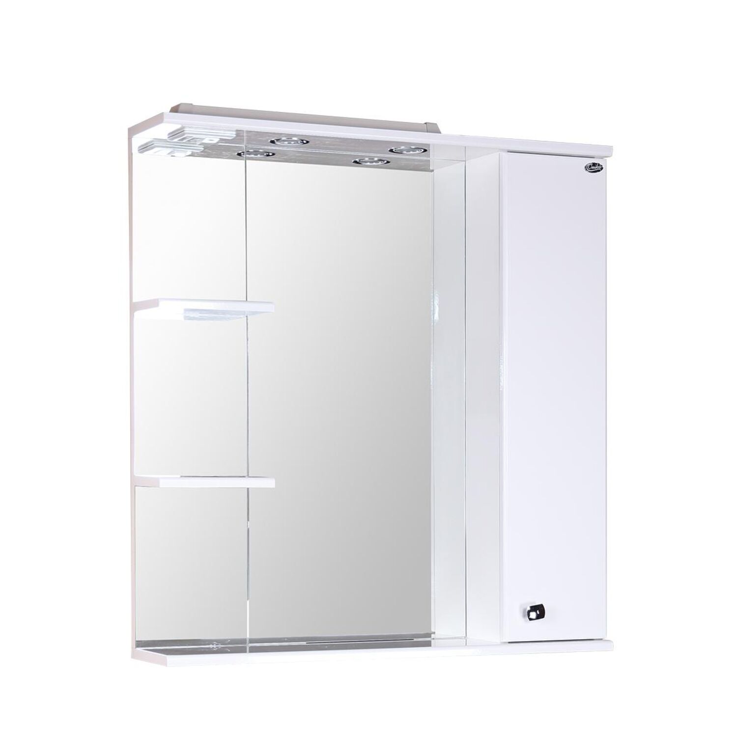 Шкаф-зеркало Оника Эльбрус 80, правый, с подсветкой, цвет белый