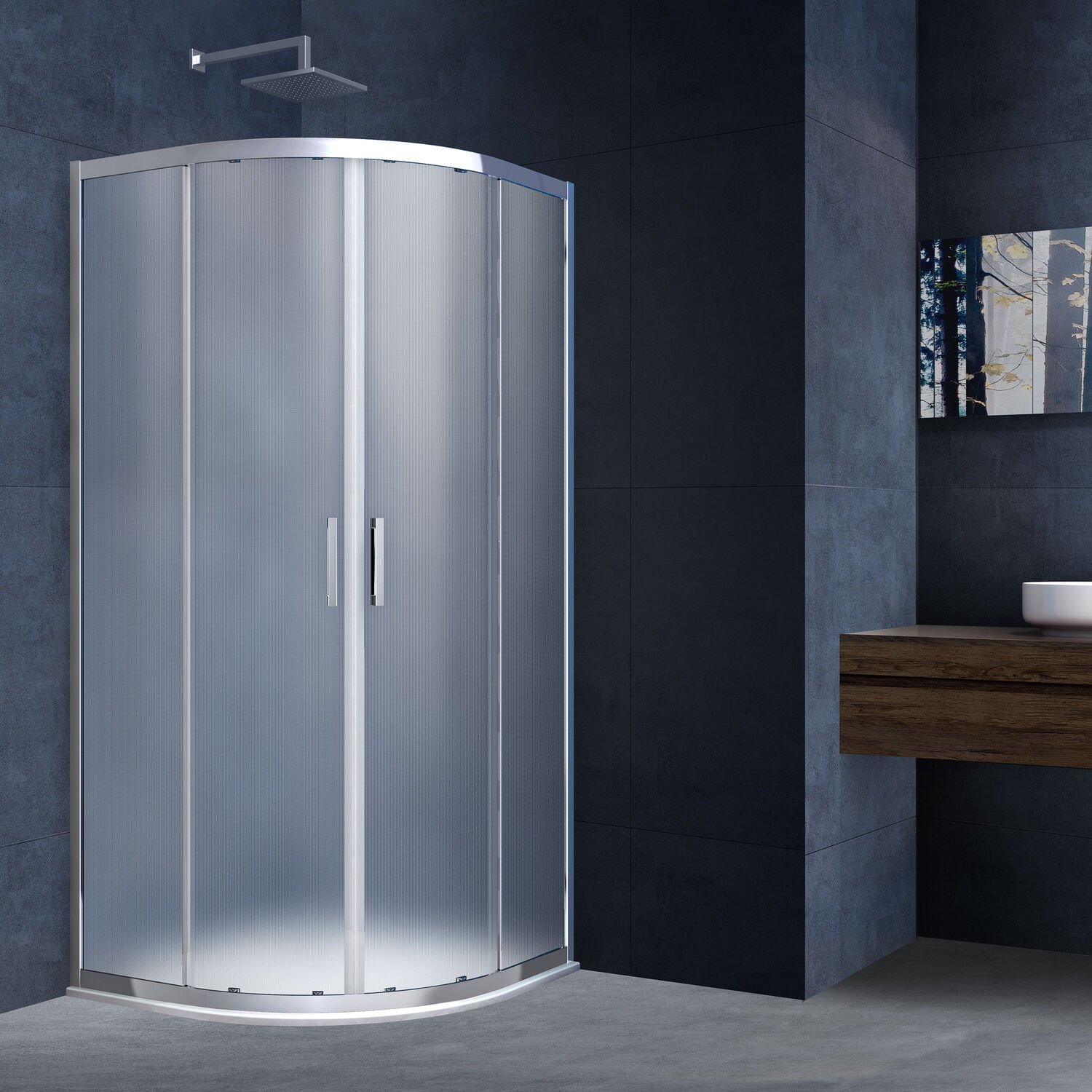 Душевой уголок Vincea Alpha VSQ-3AL 90x90, стекло текстурное, профиль хром