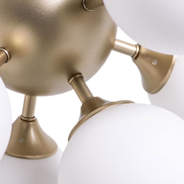 Потолочная люстра Arte Lamp Fobos A2704PL-5SG, арматура золото, плафоны стекло белое, 46х46 см