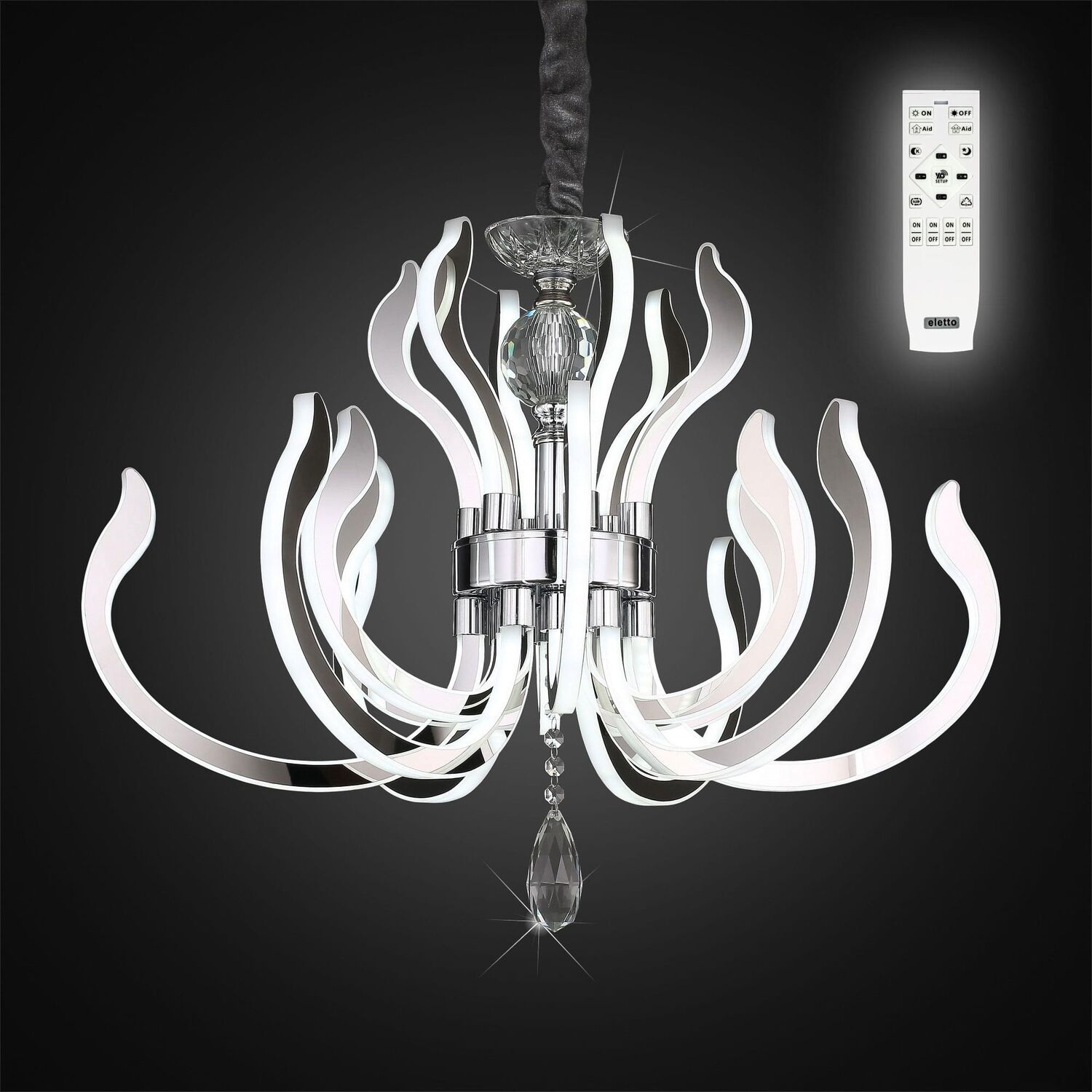 Подвесная люстра Citilux Miranda EL337P18, арматура хром, плафоны акрил белый