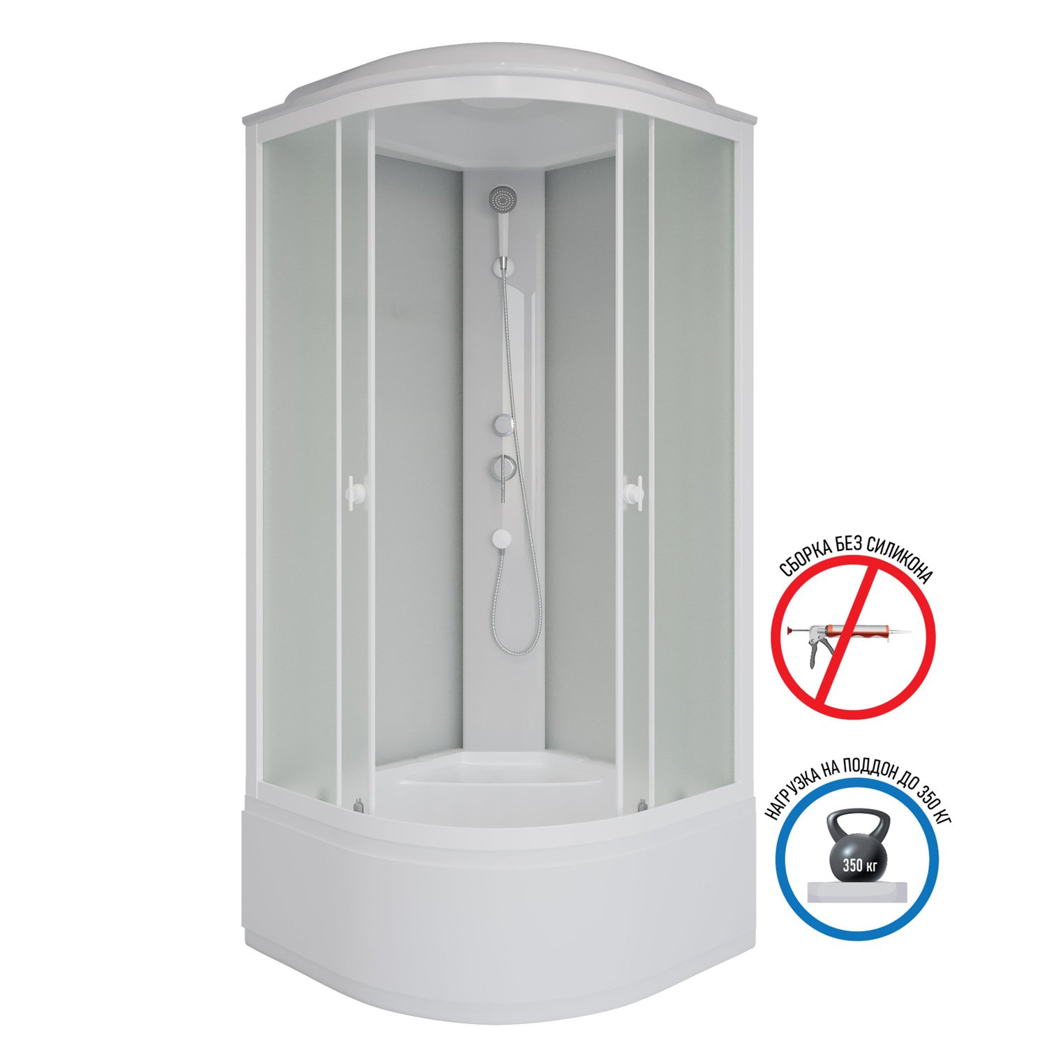 Душевая кабина Niagara Promo P100/40/MT 100х100, стекло матовое, профиль белый, с крышей - фото 1