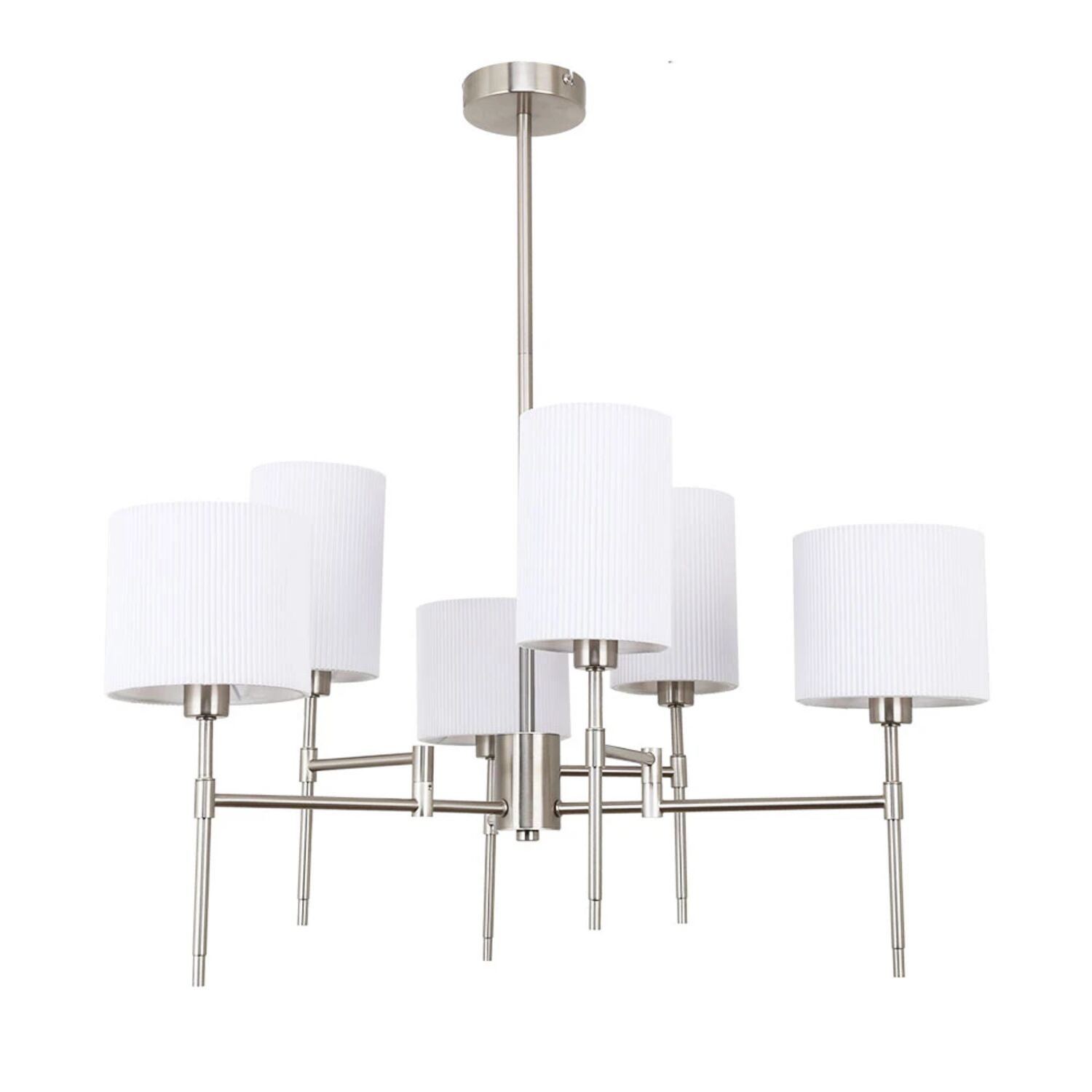 Подвесная люстра Arte Lamp Debora A4108LM-6SS, арматура матовое серебро, плафон ткань белая