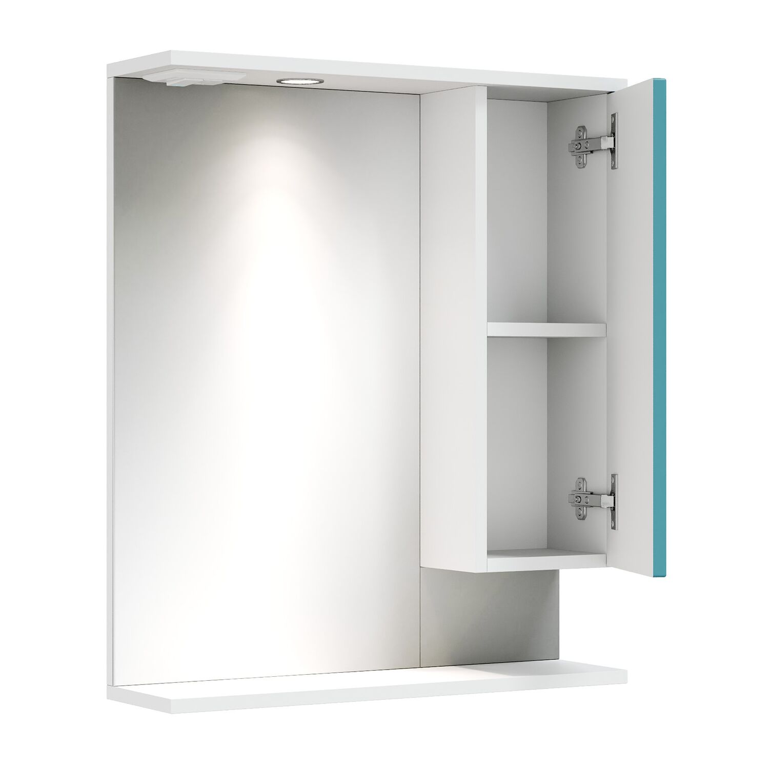 Шкаф-зеркало Оника Марви 60, правый, с подсветкой, цвет белый / бирюза - фото 1