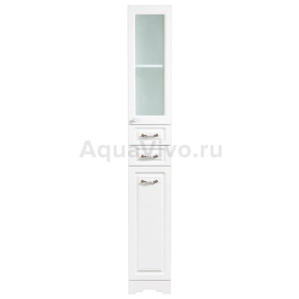 Шкаф-пенал Stella Polar Кармела 30, правый, стеклянный фасад, цвет ольха белый